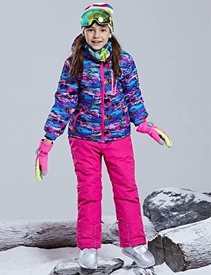 WOWULOVELY Skiing Jacket with Pants For Girls